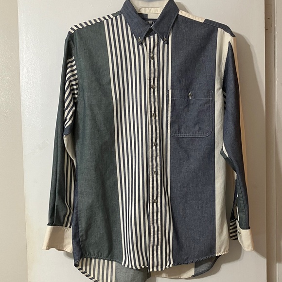 Men’s Charcoal & cream Striped Shirt - Picture 1 of 11